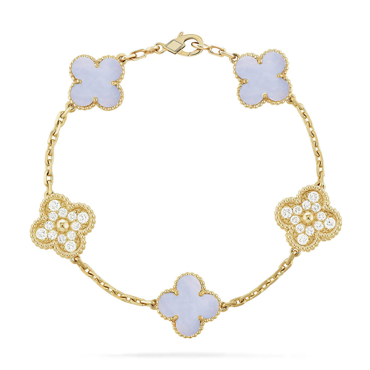 [Royal Top] CLOVER 5 MOTIF PURPLE CHALCEDONY BRACELET COLLECTION
