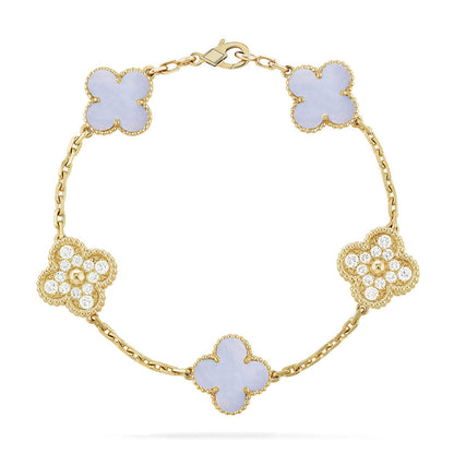 [Royal Top] CLOVER 5 MOTIF PURPLE CHALCEDONY BRACELET COLLECTION