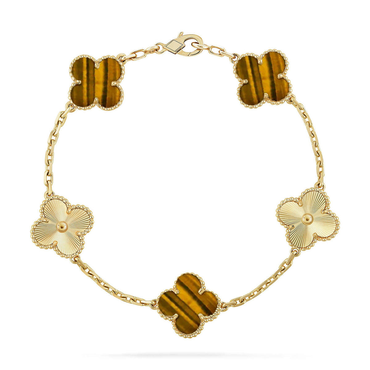 [Royal Top] CLOVER 5 MOTIFS TIGER EYE BRACELET COLLECTION