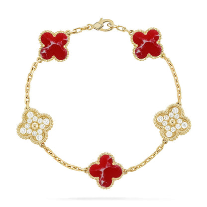[Royal Top]CLOVER 5 MOTIF RED PATTERN BRACELET COLLECTION