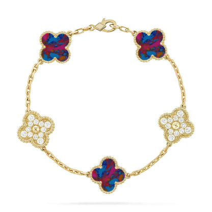 [Royal Top]CLOVER 5 MOTIF COLOR GEMSTONES BRACELET COLLECTION