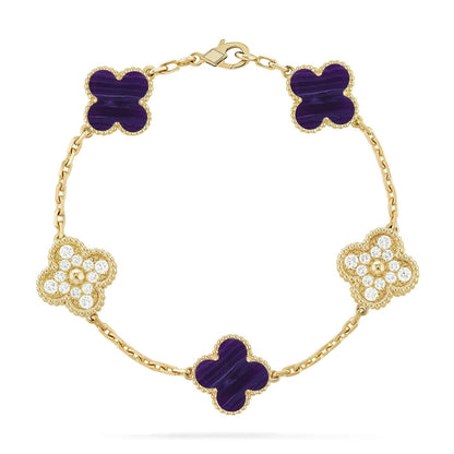 [Royal Top]CLOVER 5 MOTIF PURPLE STRIPES BRACELET COLLECTION