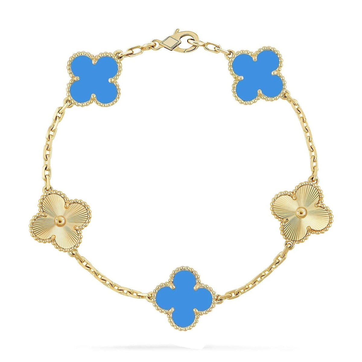 [Royal Top] CLOVER 5 MOTIF BLUE AGATE BRACELET COLLECTION