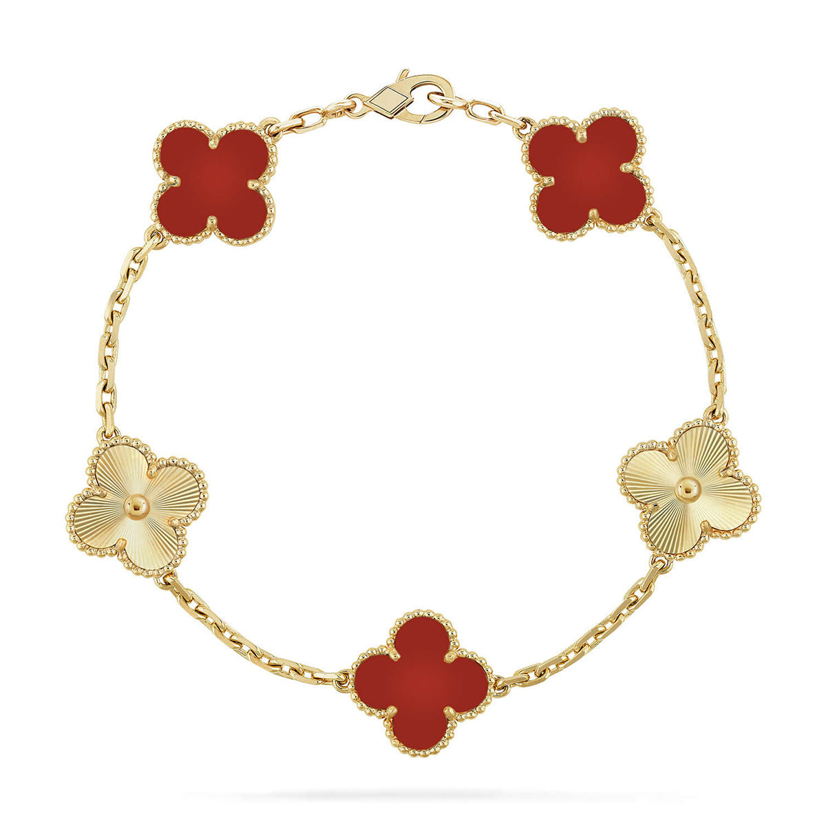 [Royal Top] CLOVER 5 MOTIF RED CORNELIAN BRACELET COLLECTION