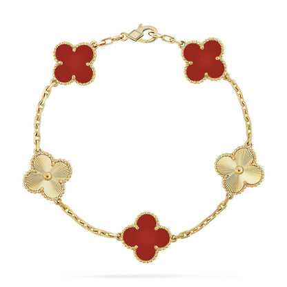 [Royal Top] CLOVER 5 MOTIF RED CORNELIAN BRACELET COLLECTION