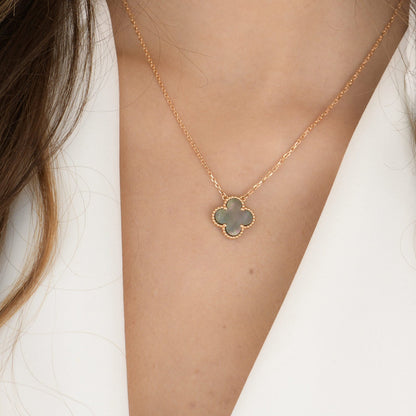 [Royal Top]CLOVER 15MM  GRAY MOTHER OF PEARL NECKLACE
