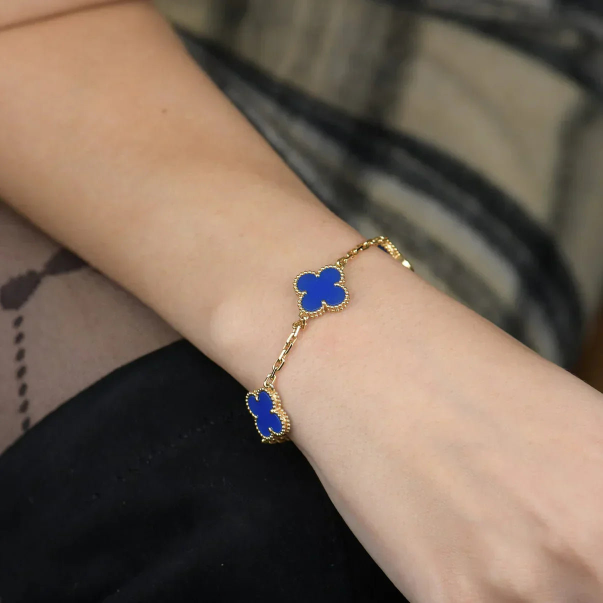[Royal Top] CLOVER 5 MOTIF BLUE AGATE BRACELET COLLECTION