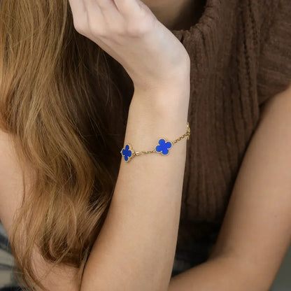 [Royal Top] CLOVER 5 MOTIF BLUE AGATE BRACELET COLLECTION