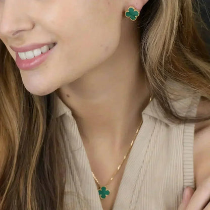 [Royal Top]CLOVER MINI 9.5MM MALACHITE  EARRINGS