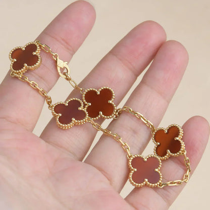 [Royal Top] CLOVER 5 MOTIF RED CORNELIAN BRACELET COLLECTION