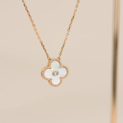[Royal Top]CLOVER 15MM DIAMOND WHITE FRITILLARIA NECKLACE