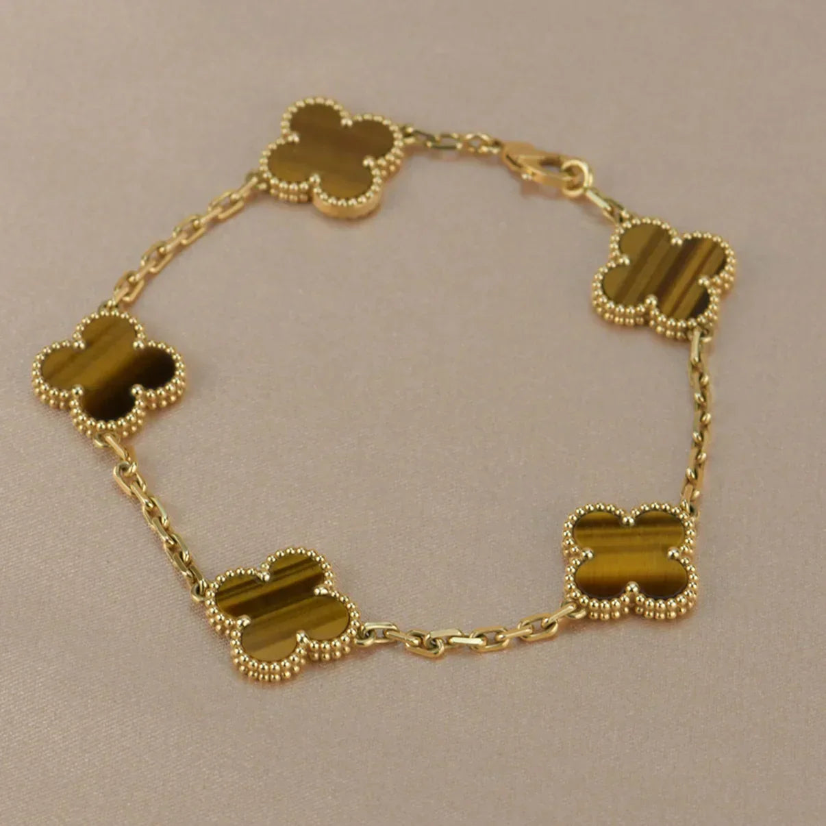 [Royal Top] CLOVER 5 MOTIFS TIGER EYE BRACELET COLLECTION