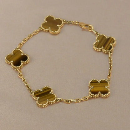 [Royal Top] CLOVER 5 MOTIFS TIGER EYE BRACELET COLLECTION