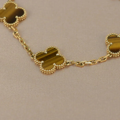 [Royal Top] CLOVER 5 MOTIFS TIGER EYE BRACELET COLLECTION