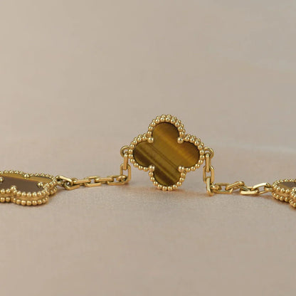 [Royal Top] CLOVER 5 MOTIFS TIGER EYE BRACELET COLLECTION