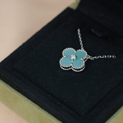 [Royal Top]CLOVER 15MM DIAMOND SVRES PORCELAIN  NECKLACE SILVER
