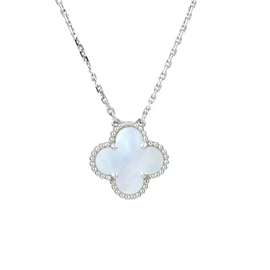 [Royal Top]CLOVER  15MM WHITE MOTHER-OF-PEARL SILVER