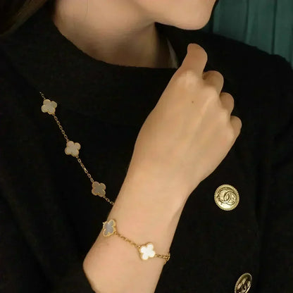 [Royal Top]CLOVER WHITE PEARL MOP 5 MOTIF BRACELET COLLECTION