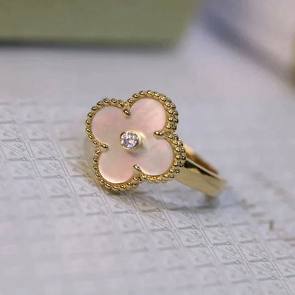 [Royal Top]CLOVER PINK MOP RING GOLD DIAMOND