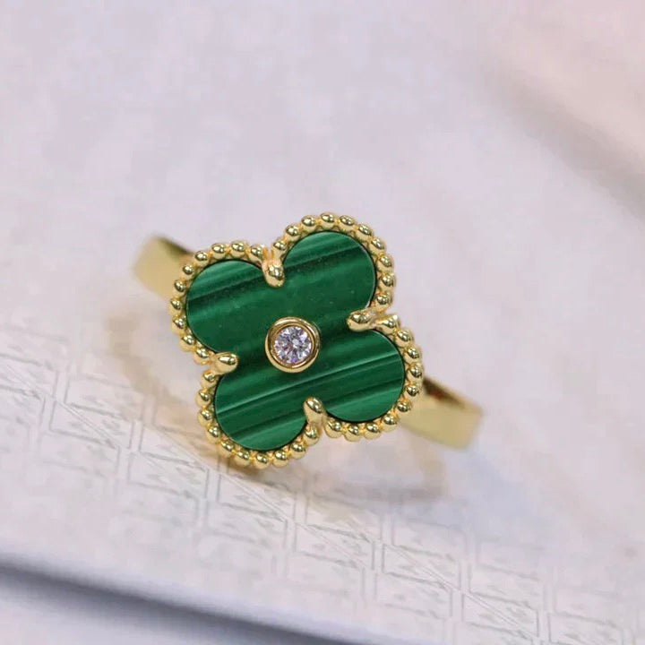 [Royal Top]CLOVER MALACHITE RING GOLD DIAMOND