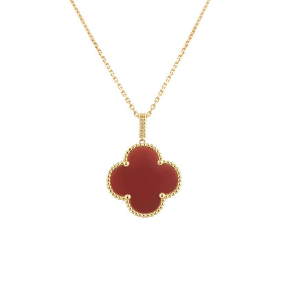 [Royal Top]CLOVER 25MM NECKLACE GOLD CARNELIAN