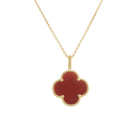 [Royal Top]CLOVER 25MM NECKLACE GOLD CARNELIAN