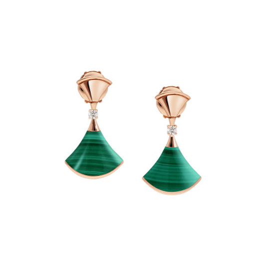 [Royal Top]DREAM MALACHITE PINK GOLD EARRINGS