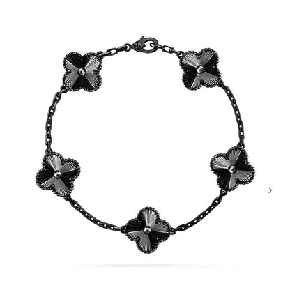 [Royal Top]CLOVER 5 MOTIF BLACK BRACELET