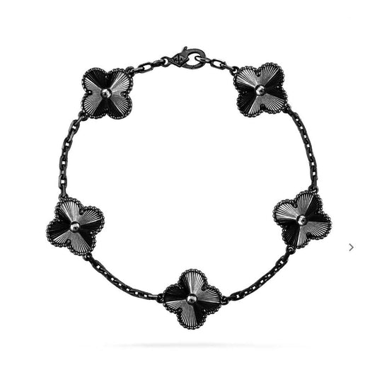 [Royal Top]CLOVER 5 MOTIF BLACK BRACELET