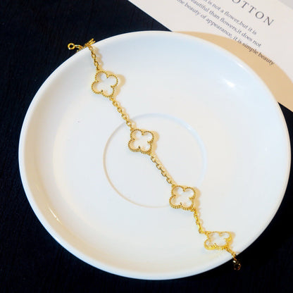 [Royal Top]CLOVER 5 MOTIF ROCK CRYSTAL BRACELET