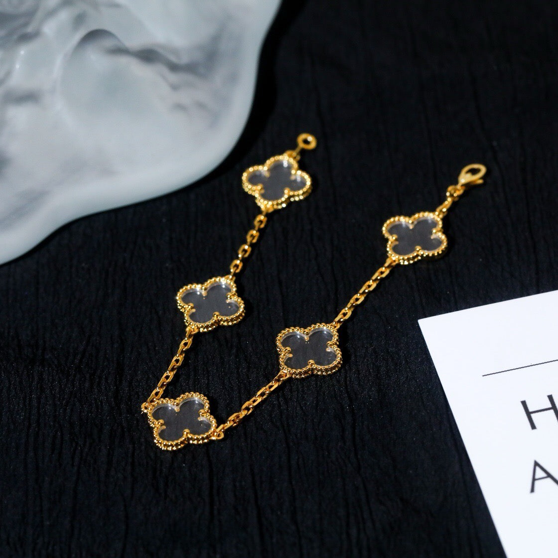 [Royal Top]CLOVER 5 MOTIF ROCK CRYSTAL BRACELET
