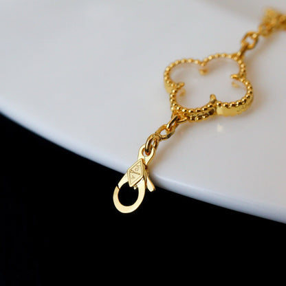 [Royal Top]CLOVER 5 MOTIF ROCK CRYSTAL BRACELET