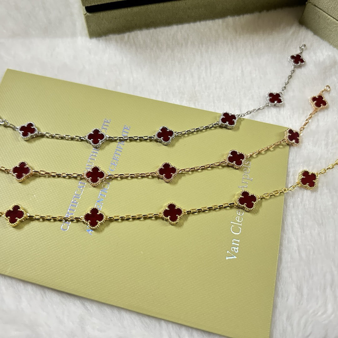 [Royal Top]CLOVER 6 MOTIF RED AGATE BRACELET