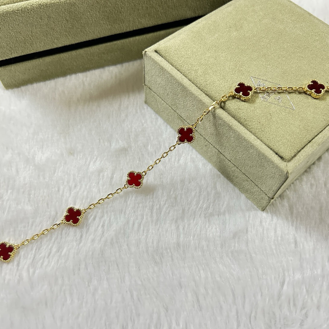 [Royal Top]CLOVER 6 MOTIF RED AGATE BRACELET