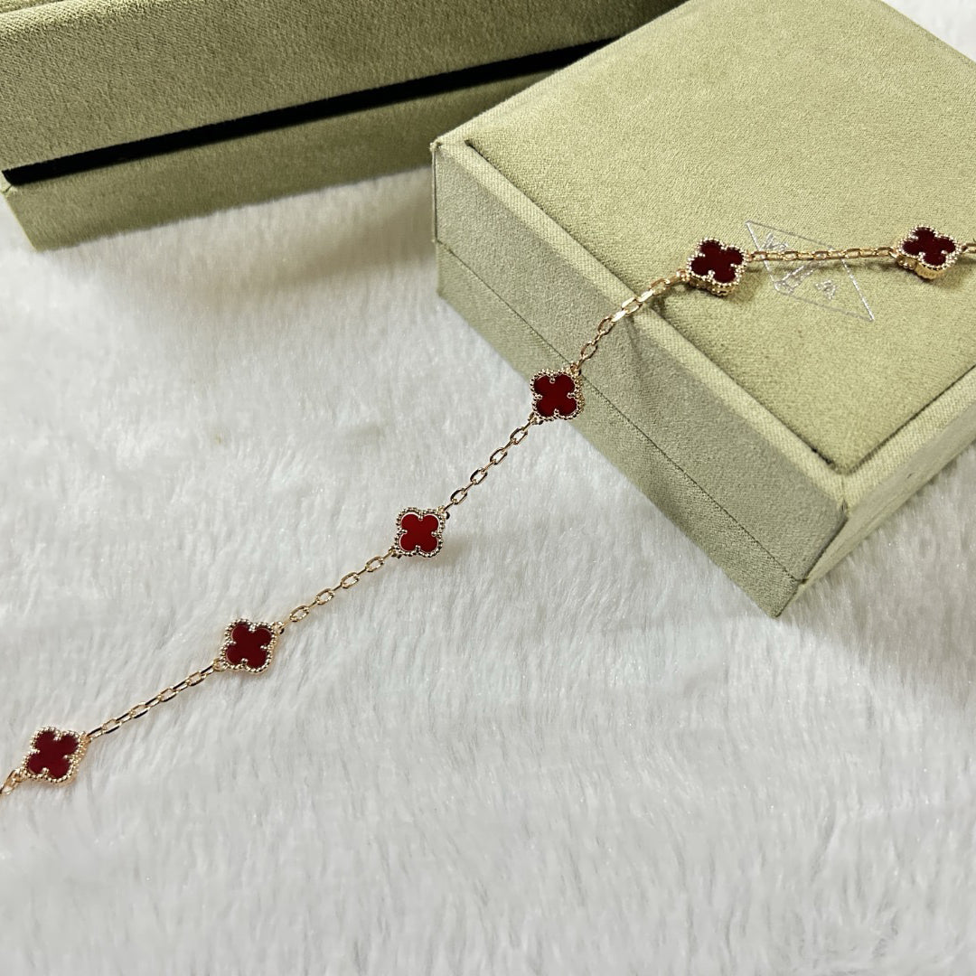 [Royal Top]CLOVER 6 MOTIF RED AGATE BRACELET