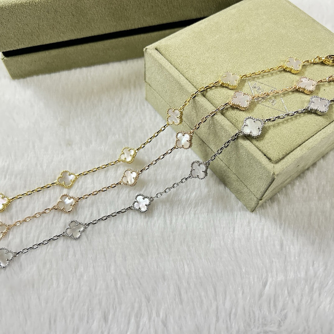[Royal Top]CLOVER 6 MOTIF WHITE MOP BRACELET