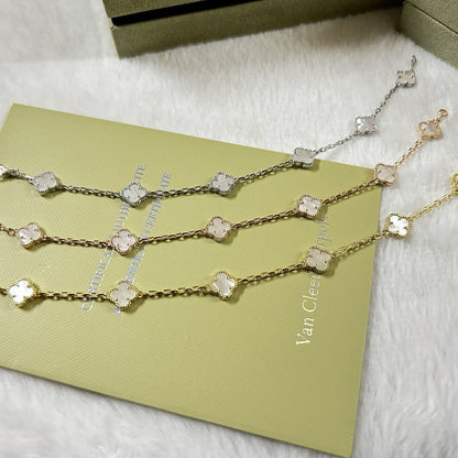[Royal Top]CLOVER 6 MOTIF WHITE MOP BRACELET