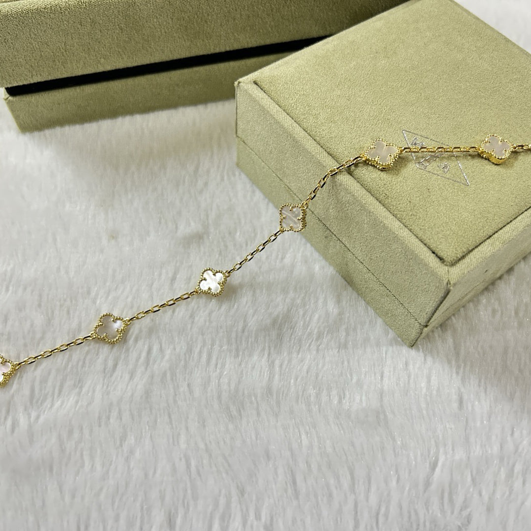 [Royal Top]CLOVER 6 MOTIF WHITE MOP BRACELET