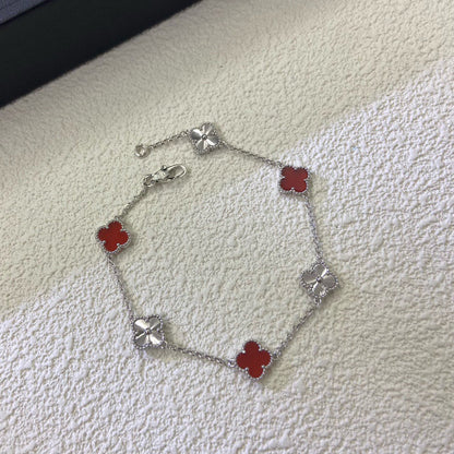 [Royal Top]CLOVER 6 MOTIF RED AGATE LASER BRACELET