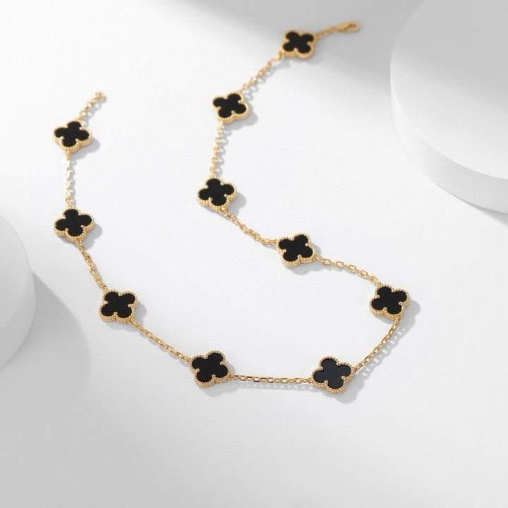 [Royal Top]CLOVER 10 MOTIFS ONYX NECKLACE