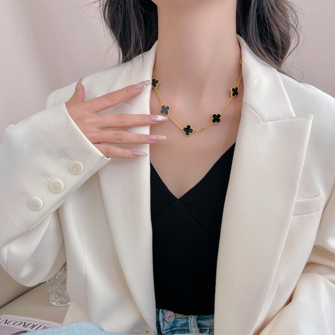 [Royal Top]CLOVER 10 MOTIFS ONYX NECKLACE