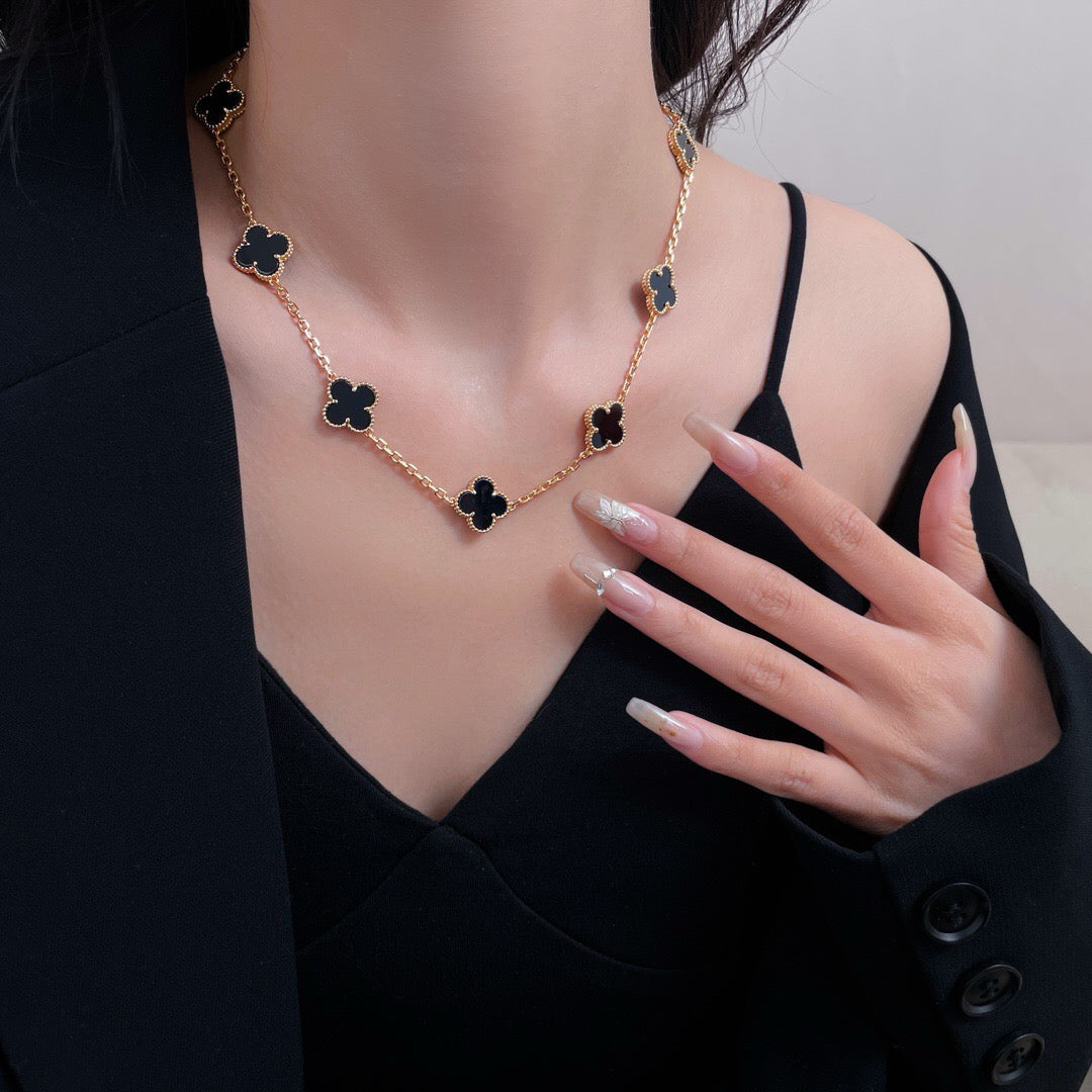 [Royal Top]CLOVER 10 MOTIFS ONYX NECKLACE