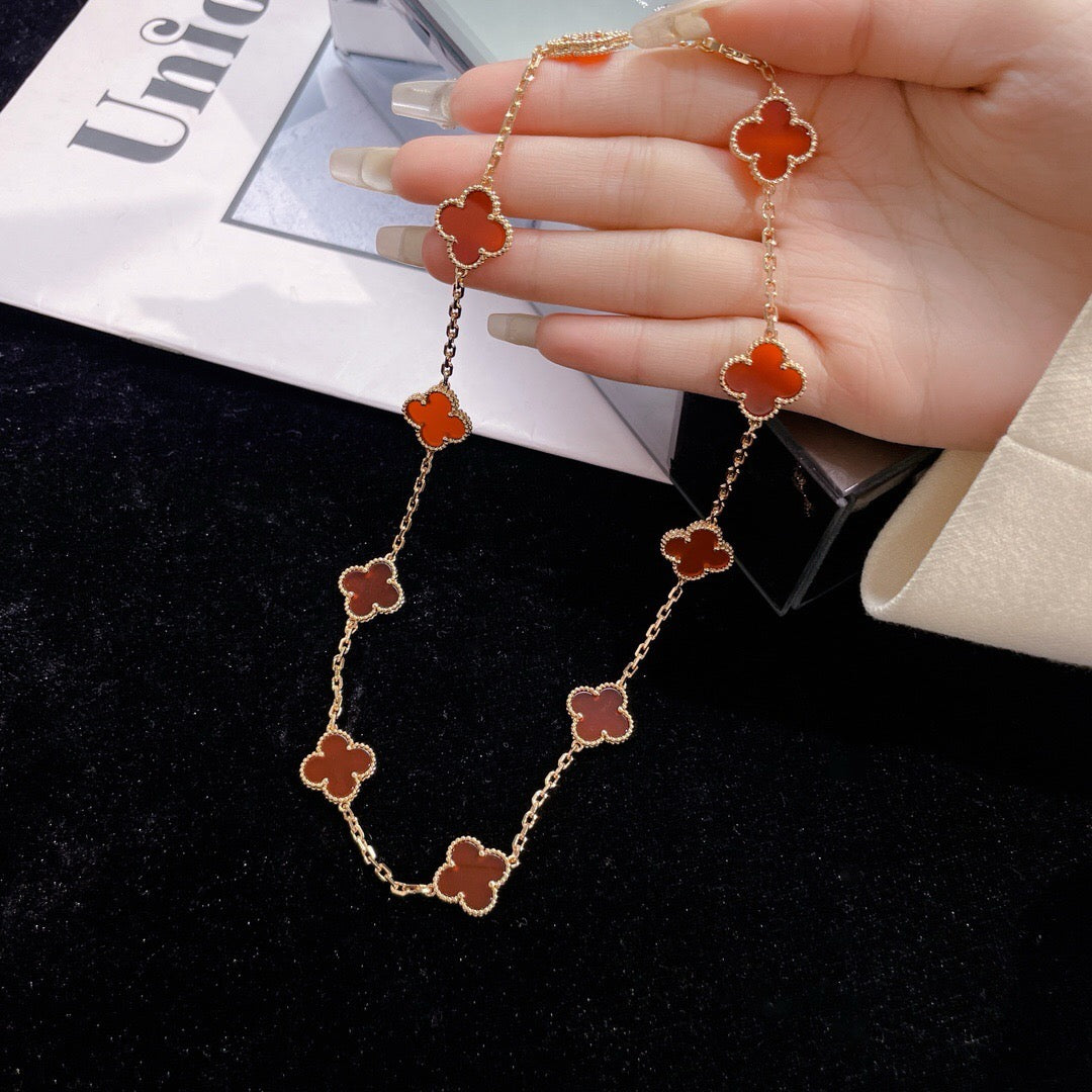 [Royal Top]CLOVER 10 MOTIFS CARNELIAN NECKLACE