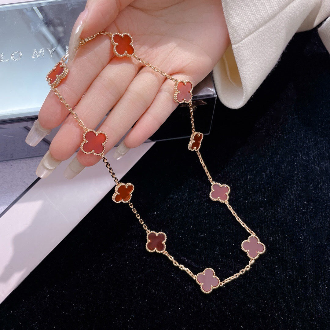 [Royal Top]CLOVER 10 MOTIFS CARNELIAN NECKLACE