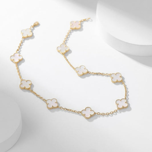 [Royal Top]CLOVER 10 MOTIFS WHITE MOTHER OF PEARL NECKLACE