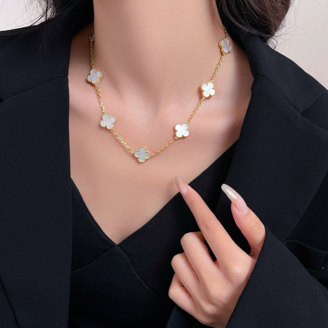 [Royal Top]CLOVER 10 MOTIFS WHITE MOTHER OF PEARL NECKLACE
