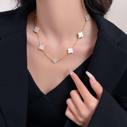 [Royal Top]CLOVER 10 MOTIFS WHITE MOTHER OF PEARL NECKLACE