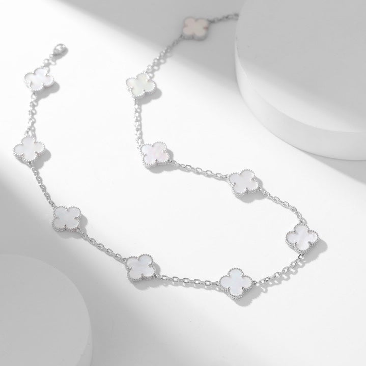 [Royal Top]CLOVER 10 MOTIFS WHITE MOTHER OF PEARL NECKLACE