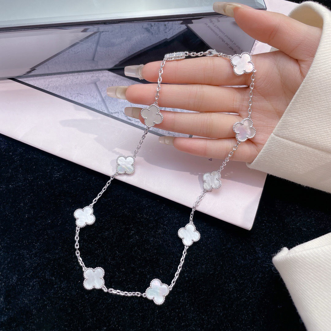[Royal Top]CLOVER 10 MOTIFS WHITE MOTHER OF PEARL NECKLACE