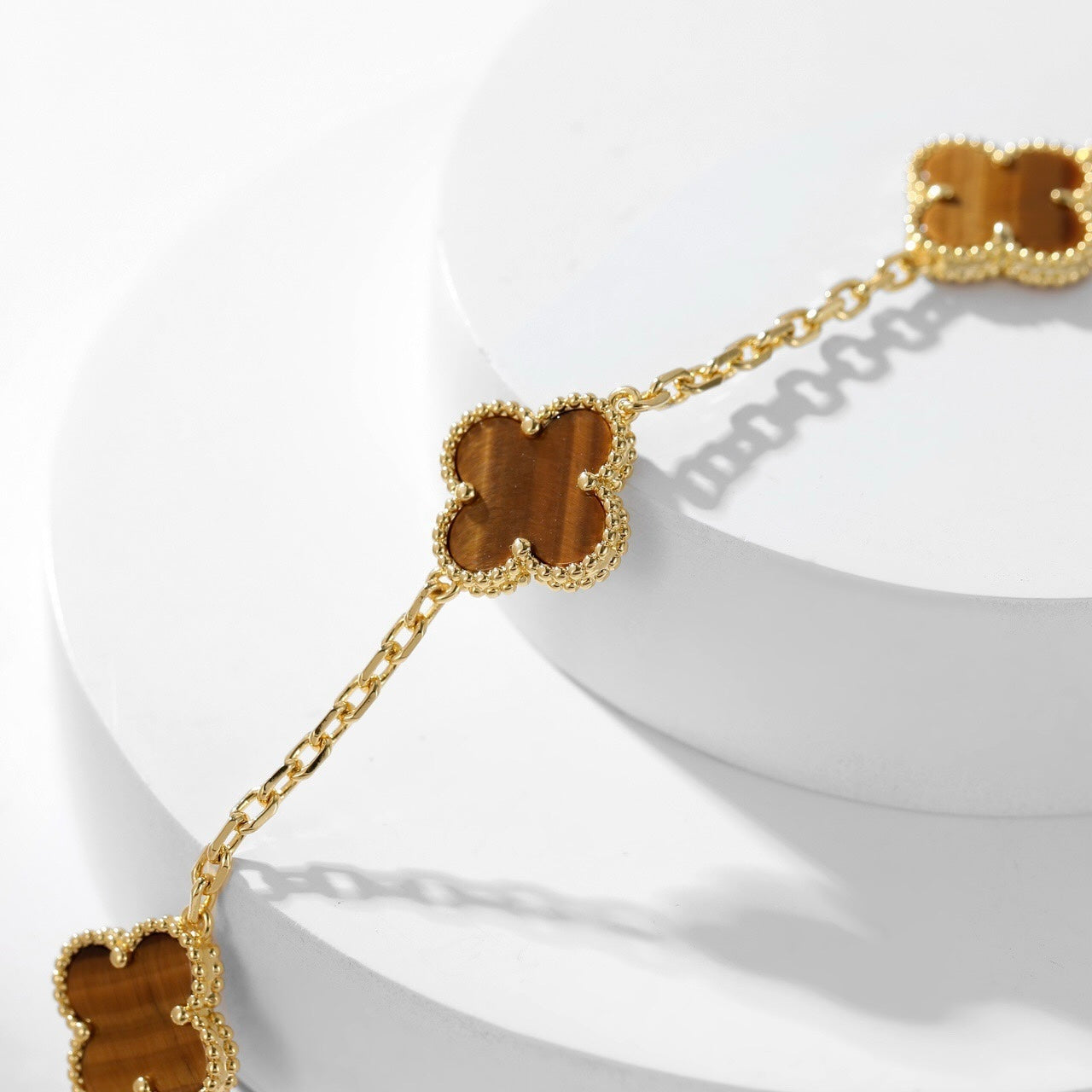 [Royal Top]CLOVER 10 MOTIFS TIGER EYE NECKLACE